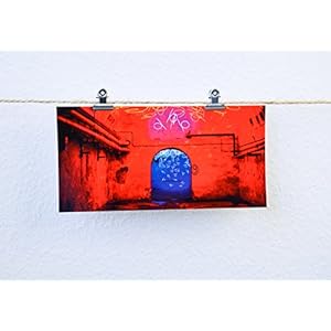 Bunker XXL Postkarte Keller Neon rot