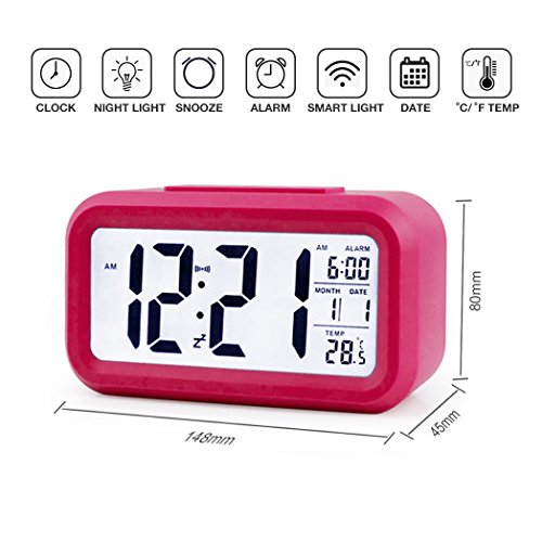 JUYUAN-EU Digital NachtSensor Wecker LED Snooze Taste Snooze Taste Alarm Clock – Beleuchtung Reisewecker Licht aktivierten Sensor-Hintergrundbeleuchtung - 2