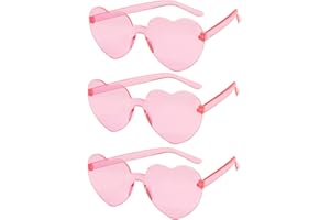 Jxuane 3 Pack Heart Shaped Sunglasses Ladies FashionRimless SunglassesVintage Love Heart Sunglasses for Pink Eyewear Shopping BeachOutdoor Party