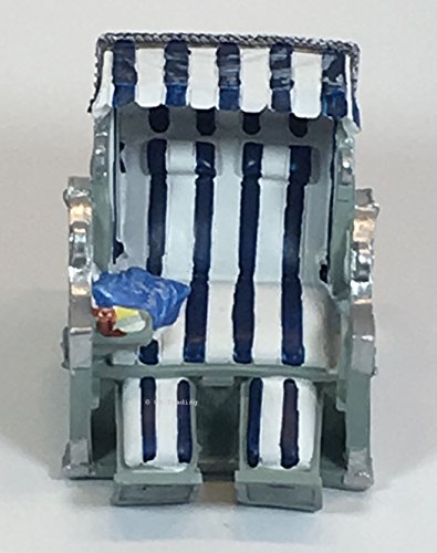 Preisvergleich Produktbild Strandkorb blau-weiß,9,5x9x8cm Polyresin