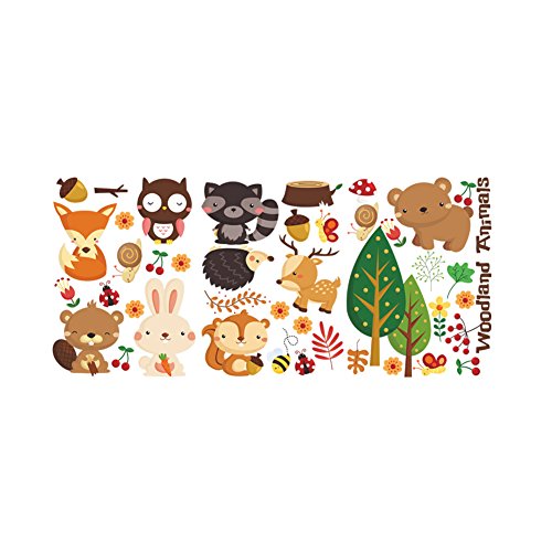 Cosanter - 1 Pezzi PVC Adesivi Murali Colorati Animali da Muro Decorazione a Mano Adesivo Animali Della Foresta Sticker Home Decoration