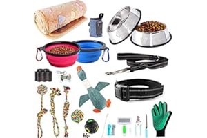 AONESY 24pcs Puppy Starter Kit, Set de Regalo de Suministros para Perros para Perros, Incluye: Juguetes para Perros/Herramienta de Aseo para Perros/Suministros de alimentación para Perros