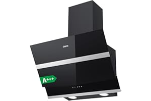 CIARRA' 60 cm Angle Cooker Hood Chimney Extractor Hood with LED and Recirculating & Ducting System Wall Mounted Range Hood 600 mm Extractor Fan - CBCB6736N,Black