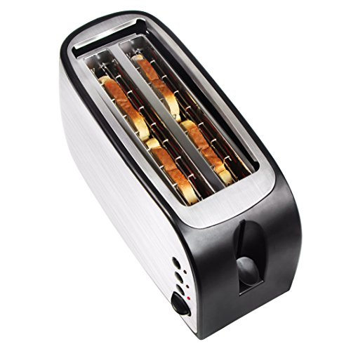 TZS First Austria – gebürsteter Edelstahl 4 Scheiben Toaster 1500W mit Krümelschublade Sandwich Langschlitz | abnehmbarer Brötchenaufsatz | wärmeisoliertes Gehäuse, stufenlose Temperatureinstellung - 4