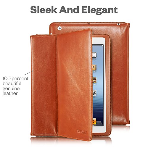 KAVAJ iPad Hülle Echtleder Case „Berlin“ für das Apple iPad 4 iPad 3 iPad 2, Cognac-Braun aus echtem Leder mit Stand und Auto Schlaf/Aufwachenen Funktion. Dünnes Smart-Cover Schutzhülle Tasche für die iPad der 2./3./4. Generation - 2