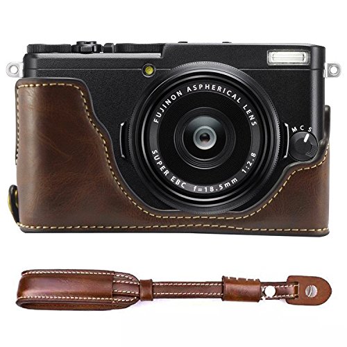 First2savvv XJPT-X70-D10S10 Gehäusehälfte präzise Passform PU-Leder Kameratasche Fall Tasche Cover für FUJIFILM Fuji X70 mit Kameragurt