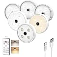EZVALO Under Cabinet Lights, 2 Color Temps Motion Sensor Puck Lights, 1200mAh Rechargeable Puck Lights, Group Control LED Closet Lihgts, Dimmable Under Counter Lights for Kitchen, Cabinet (6 Pack)