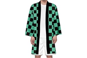 Piccodos Homme Femme Kimetsu no Yaiba Zenitsu Agatsuma Zenko Kimono Cosplay Costume Cape de Nuit Cardigan Taille XS-4XL