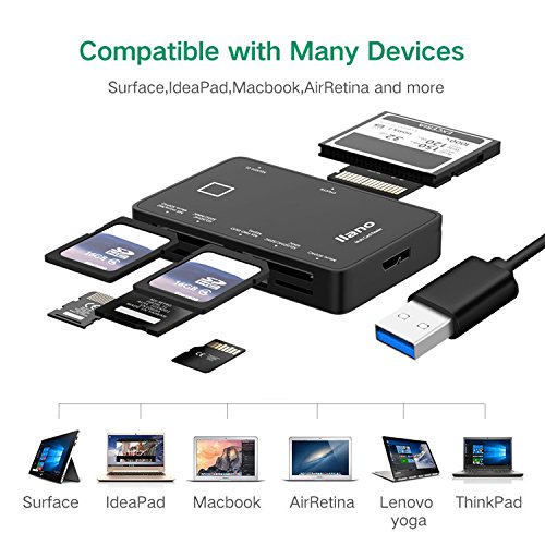 USB 3.0 All in One USB Digital Camera / Mobile Phone Picture Memory Multi Kartenlesegerät Super Speed Kartenleser extern für SD, SDHC, SDXC, MS, microSD, Micro SDXC, Micro SDHC, CF, MS, T-Flash etc, parallele Auslesung gleichzeitig von mehreren Speicherkarten, max. 5Gbit/s Schwarz - 2