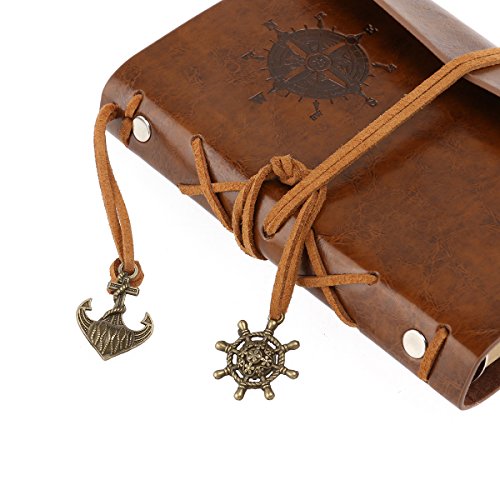 VORCOOL Jahrgang Traveller PU Cover Ringbucheinlagen String Notebook Notepad Travel Journal Tagebuch Reisetagebuch (braun) - 5