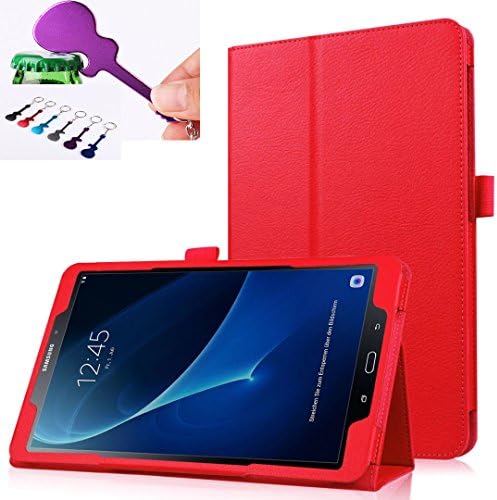 SOTEFE® Case Samsung Galaxy Tab A6 10.1'' - Support Folio Cover Case Protective Slim for Samsung galaxy tab A 10.1 2016 SM-T580/585 Auto Wake/Sleep Function + Screen protector film - Red