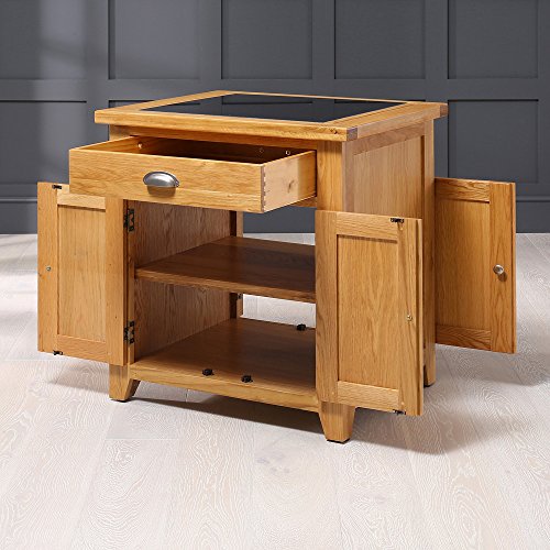 The Furniture Market Cheshire Oak Small Kitchen Island Granite Butchers Block - Image 6