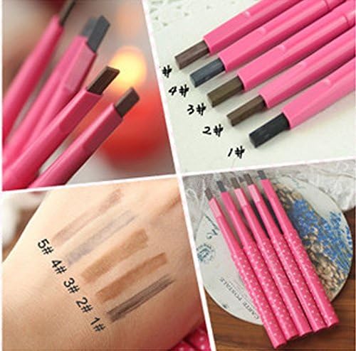 Maxdona Waterproof Retractable Long Lasting Eyebrow Eye Brow Pink Case Chalk Pen Pencil BLACK Number 1