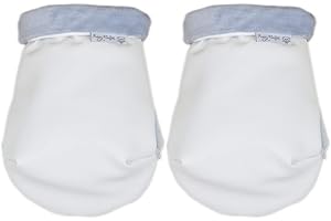 Manoplas Carrito Bebé Rosy Fuentes- Con Forro Polar Interior - Guantes para Carro Bebé - Tejido Suave y Agradable - Manoplas Carro Bebé Universales 0-blanco celeste empolvado