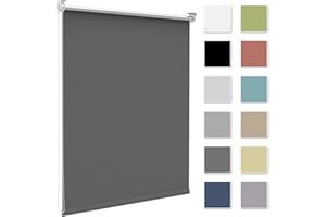 ‎ZARNAN Verdunkelungsrollo Verdunklungsrollo ohne Bohren & mit Bohren,Rollo Verdunkelung Dunkelgrau 60x130cm(Stoffbreite 55cm) für Fenster innen Wand/Deckenmontage Fensterrollo Seitenzugrollo Klemmrollo