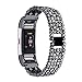 Produktbild Für Fitbit Charge 2, Bandmax Zinklegierung Metall Armband mit Einlege-Kristall Gliederarmband Uhrenarmband Ersatzarmband Watch Band für Fitbit Charge 2, Schwarz