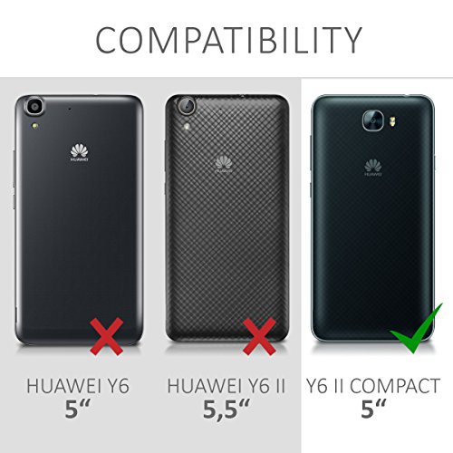 kwmobile Funda para Huawei Y6 II Compact  2016  - Carcasa para m  vil de  Cuero sint  tico  - Case  Plegable  en  Negro 