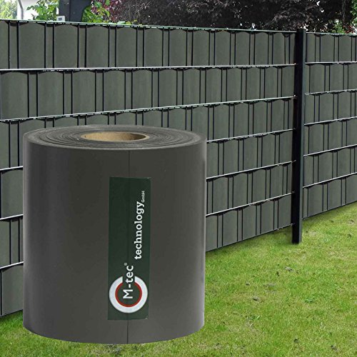 M-tec Profi-line ® PVC Zaunsichtschutzstreifen, Sondermaß!!! 23,5 cm x 65 m ✔ anthrazit ✔ hochwertiges extra dickes Zaunbauer PVC-Material 640 g/m² | Nach M-tec technology Rezeptur hergestellt |