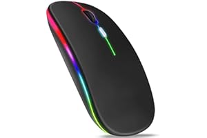 BOULTON UK BOULTON Wireless Mouse – Slim LED Bluetooth 5.2 + 2.4Ghz Rechargeable Wireless Mouse for Laptop Computer Mouses – USB Bluetooth Mouses – Silent Mouses Wire less Blue Tooth - Black