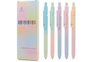 czxwyst 5pcs Retractable Gel Ink Pens 0.7mm Fine Point Black Ink Ballpoint Pens for Daily Writing (Colorful)