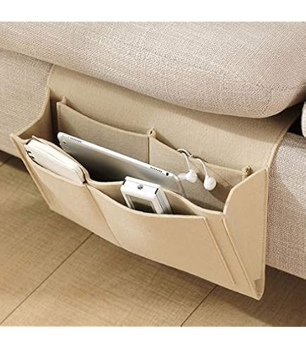 Organizer Da Letto In Feltro Grigio Con Scomparti, Borsa Portaoggetti Da Appendere Per Comodino, Ideale Per Cellulare, Libri, Occhiali