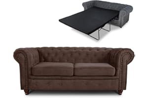 ‎SOFNET Schlafsofa Chesterfield Asti Bis 2-Sitzer, Sofa mit Schlaffunktion, Couch 2-er, Couchgarnitur, Sofagarnitur, Holzfüße, Glamour (Braun (Capri 45))
