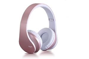 Rydohi Wireless Bluetooth Headphones Over Ear, Hi-Fi Stereo Headset with Deep Bass, Foldable and Lightweight, Wired and Wireless Modes Built in Mic for Cell Phones, TV, PC and Traveling (Pink)