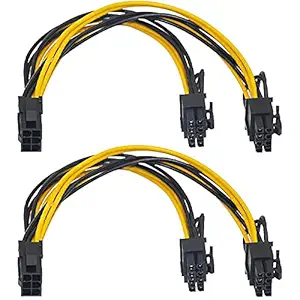 Layyon PCI-E 6pin Female to Dual 8pin (6+2pin) Male Video Card GPU Power Cable (Pack of 2)