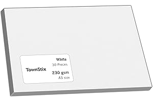 TOWNSTIX 30 Piezas, 230g/m² - A3 Cartulinas Blancas, Papel Hojas
