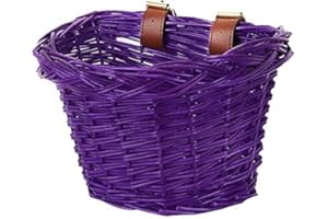 EIRONA Kids Bicycle Handlebar Basket, Bicycle Basket Hanging Basket, Suitable for Boys and Girls, Kids Bicycle Accessories, Eco-Friendly Handmade Rattan Basket, Purple