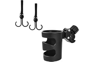 KASLAIDER Portabicchieri per Passeggino Universale, Porta Biberon per Passeggino con 2 Ganci, Portabibite con Rotazione di 360 Gradi Regolabile per Bicicletta, Monopattino e Sedie a Rotelle