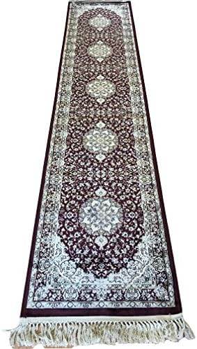 Beluchi Classic rug with Fringe Faux Silk Runner Corridor Persian Design cm 65 x 300 Fondo Rosso