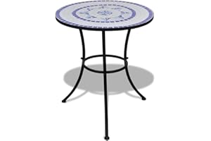 ‎VIDAXL vidaXL Stolik bistro, niebiesko-biały, 60 cm, mozaikowy