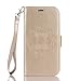 Produktbild Lonchee LG K7 (5,0 Zoll) Wallet Tasche Brieftasche Schutzhülle ,Mandala Blumenmuster geprägt Muster Design Hochwertige PU Leder Folio Tasche Case Hülle im Bookstyle mit Standfunktion Kredit Kartenfächer (Gold)
