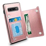 Oihxse Case Compatible with Samsung Galaxy Note 8 Leather Wallet Case Cover with [Credit Card Slots] [Money Cash Pocket] Flip Magnetic Buckle Closure Fashion Slim Shockproof Shell Skin-Rose Pink