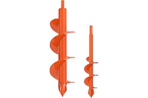BeneLabel 2pcs Auger Drill Bit Garden, 23x4.1cm & 31x7.6cm Post Hole Digger Bulb Planting Digging Tool Extended Soil Earth Ground Spiral Shaft for Bedding/Seeding/Fence Mailbox Post, Suits 10mm Hex