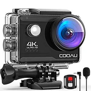 COOAU 4K 20MP Wi-Fi Action Camera External Microphone Remote Control EIS Stabilization Underwater 40M Waterproof Sport Camera Time Lapse with 2X1200mAh Batteries and 20 Accessories