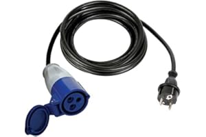 Perel Cable de Adaptador, H07RN-F 3G1.5, 3 m, 16 A/230 V, 3680 W, Tipo E/F a CEE, para Uso Interior y Exterior, Caucho, Negro