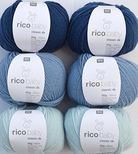 Woll-Set Babywolle Rico Baby Classic 6x50g #6, weiche Wolle zum Stricken und Häkeln
