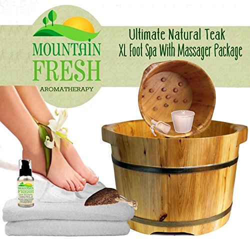 Ultimate Luxury Natural Cedar Wood Massager Foot Spa Package FREE UK Post