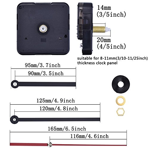 Mudder Stille DIY Quarz Uhrwerk Clock Quartz Movement 11/ 25 Zoll maximale Wahlstärke, 4/ 5 Zoll Gesamte Schaftlänge - 2