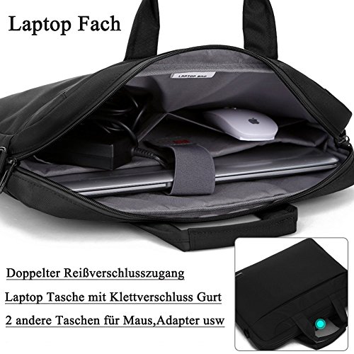BRINCH 15,6 Zoll Oxford Gewebe Laptoptasche Messenger Bag Umhängetasche Schulterhülle Aktentasche Henkeltasche für 15 – 15,6 Zoll Laptop/ Notebook/ MacBook/ Chromebook Computer mit Schulterriemen und Griffe,Schwarz - 4