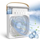 Klack Portable 4-in-1 Air Cooler Fan - Fan, Humidifier, Aromatherapy and Colorful LED Light - White
