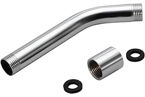 Lwuey Duschkopf Verlängerung, Verlängerungsrohr für Duschköpfe Brausearm Wandmontierte Edelstahl Duschverlängerungsarm G 1/2 Gewinde 8 Zoll Lang Brause Halterung Badezimmer Zubehör Chrom Oberfläche
