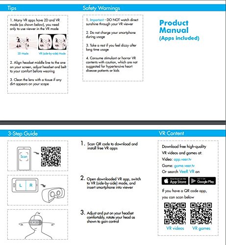 Salcar 3D RealtÃ  Virtuale (VR) Occhiali Smartphone per 4,5-5,7 Pollici. (Bianca)