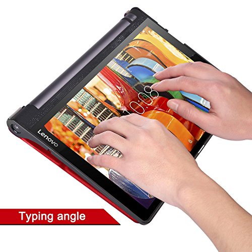 Bestdeal® Hohe Qualität Prämie Ultra Schlank Leicht Smart Cover Tasche Stehe Hülle für Lenovo Yoga Tab 3 YT3-X50F 10.1″ Tablet PC + Displayschutzfolie und Stylus Stift (Rot) - 5
