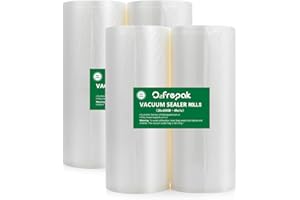 O2frepak 4 Rollos 28x600cm Rollo Bolsas Envasar al Vaci Vacio Alimentos Bolsas de Vacío de Alimentos,Bolsas para Envasar al Vacío Envasado al Vacío para Alimentos Sin BPA (total:2400cm)