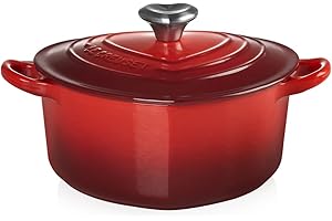 LE CREUSET Cocotte a cuore in ghisa vetrificata con pomello a cuore, 20 cm, Ciliegia, 21401200602455