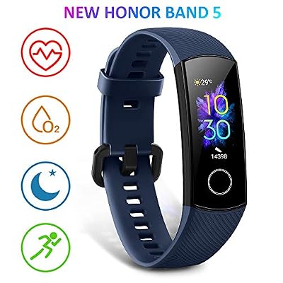 HONOR Band 5 Montre Connectée Podometre Cardio Montre Intelligente Bracelet Connecté Sport Running Sommeil Calorie Smart Watch Android iOS Smartband, Bleu
