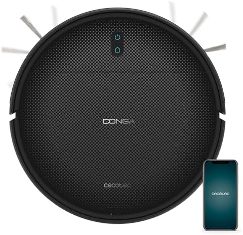 Cecotec Robot Aspirapolvere e Lavapavimenti Conga M10 Advance. Aspirazione 3000 Pa, Autonomia 150 min, Navigazione Giroscopica, Sensori Anticaduta, 2 Spazzole Laterali, Controllo App